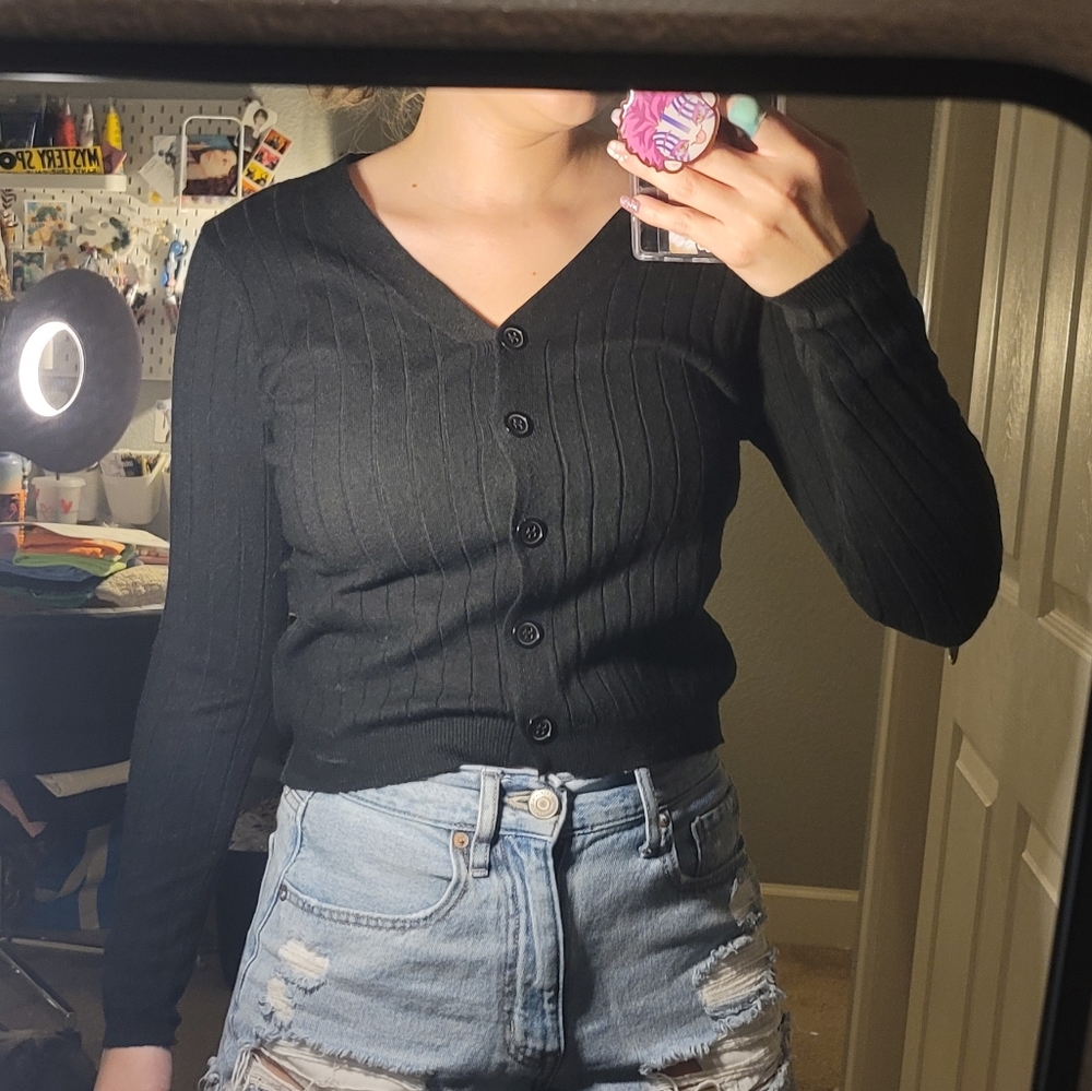 black cardigan